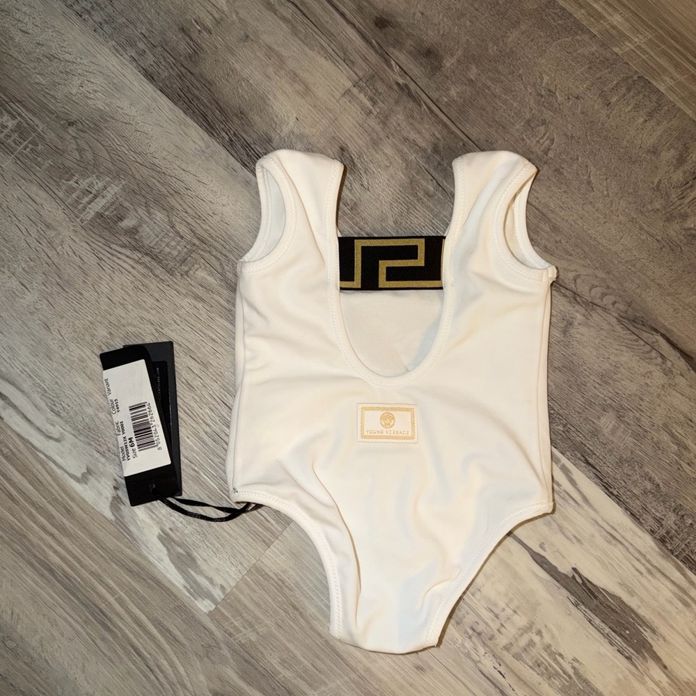 Versace Kids Cream One-Piece with Gold Medusa Emblem - Picture 3 of 7